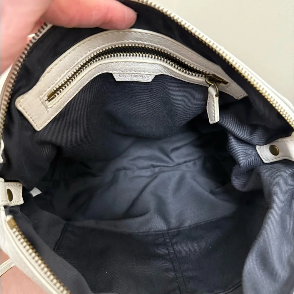 JOELLE HAWKENS WHITE SNAKE  LEATHER SHOULDER BAG - 34 INCH  CROSSBODY STRAP